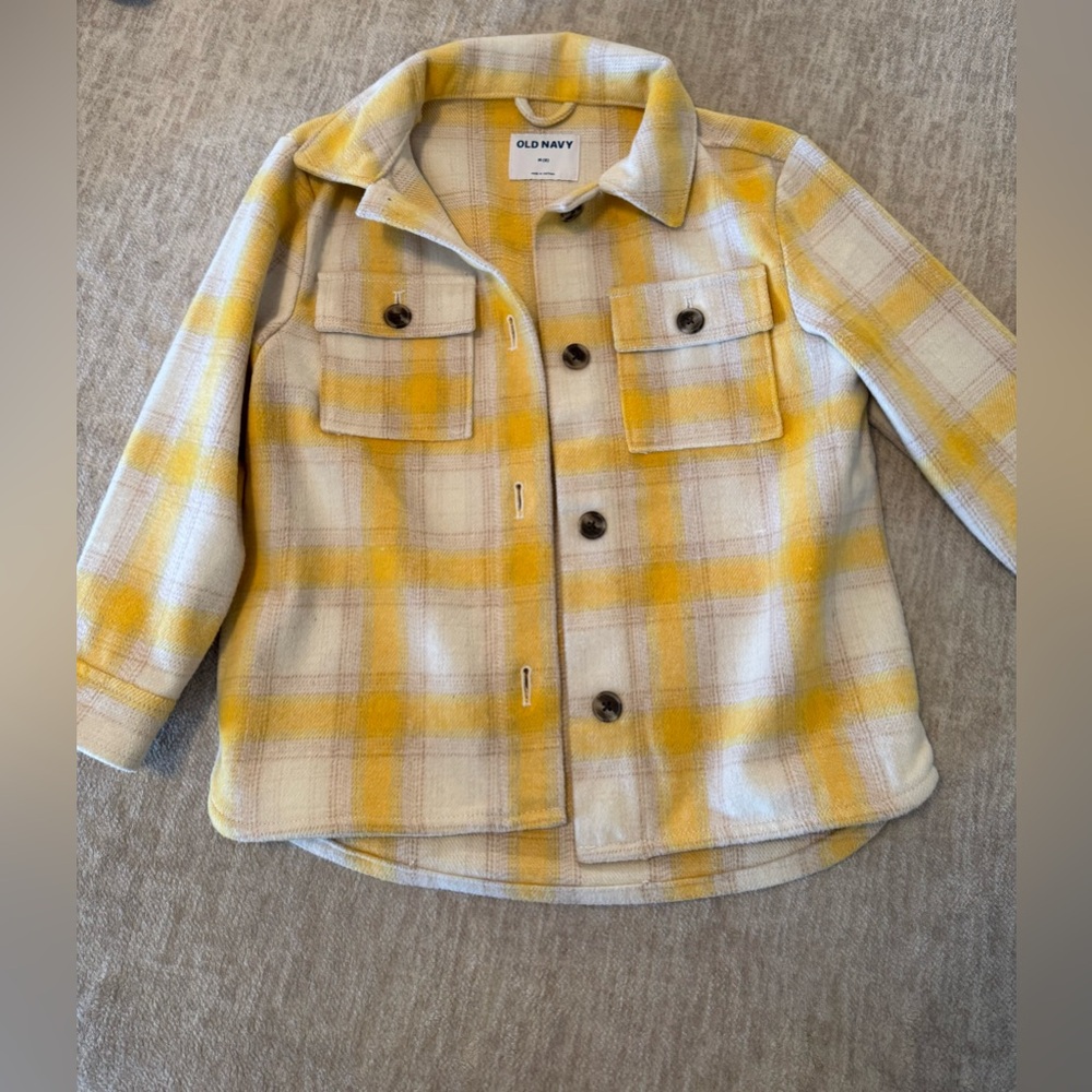 Old Navy Mustard and Cream Plaid Shirt Jacket